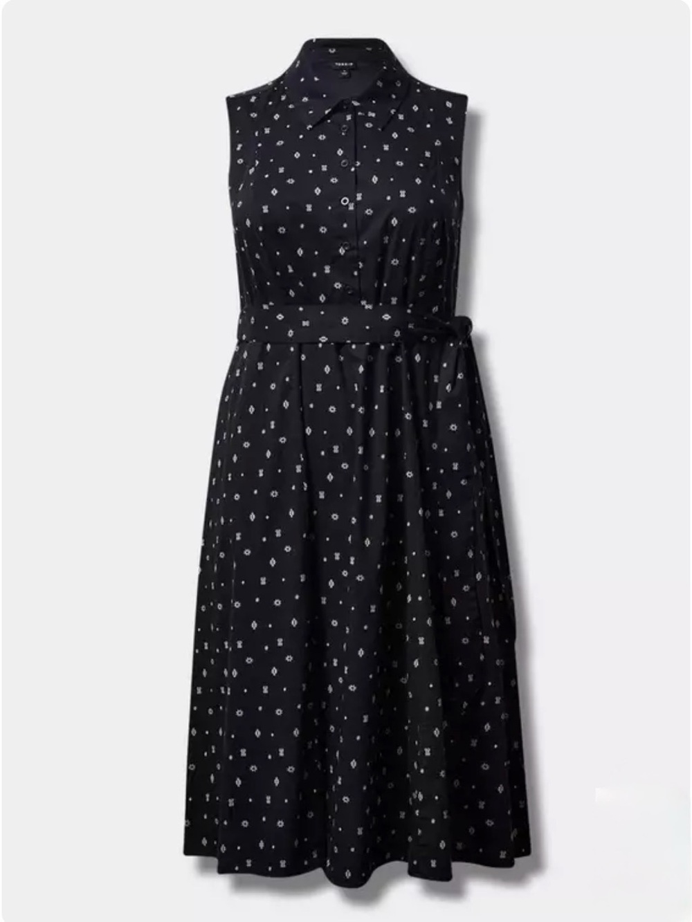 Torrid Midi Poplin Collared Shirtdress Geometric Symbols Black White Size 3 3X - Picture 11 of 11